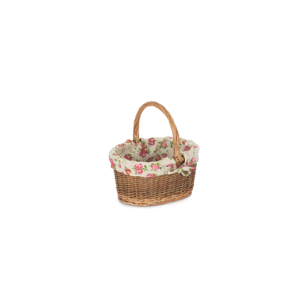 Wicker Shopping Basket with Garden Rose Lining