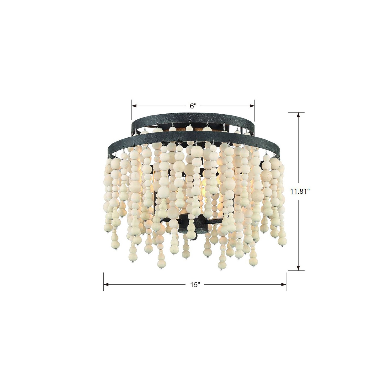 Marli 3 Light Wood Semi Flush Mount, Bronze