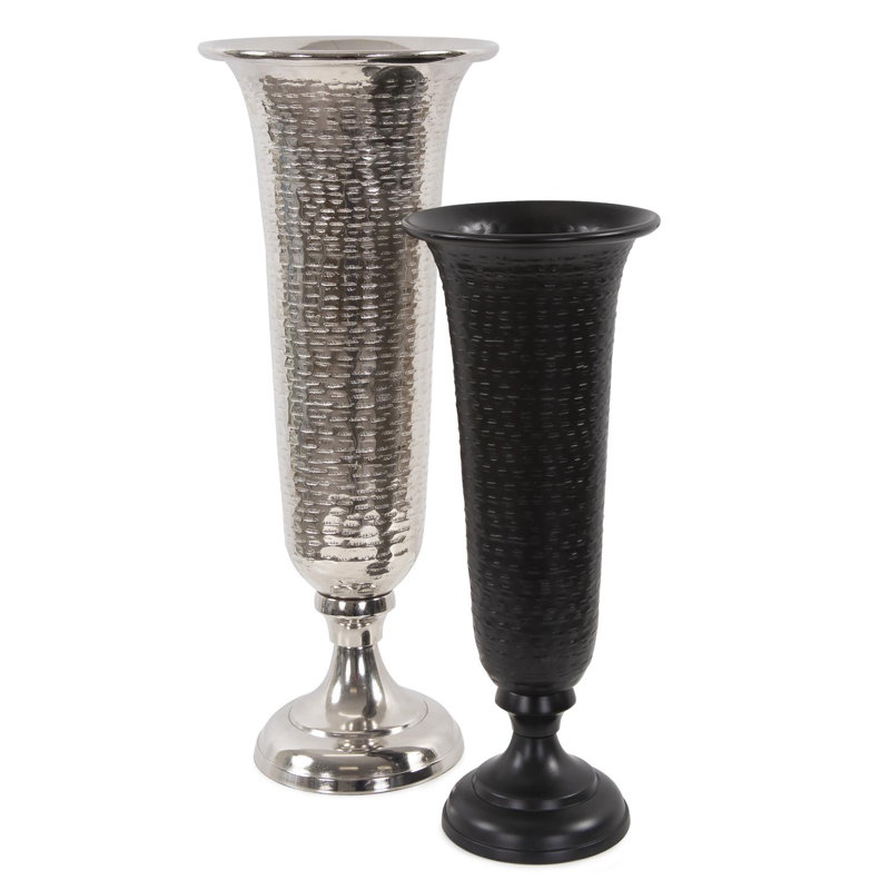 Torvi Handmade Aluminum Table Vase, Silver, 20" H x 8" W x 8" D