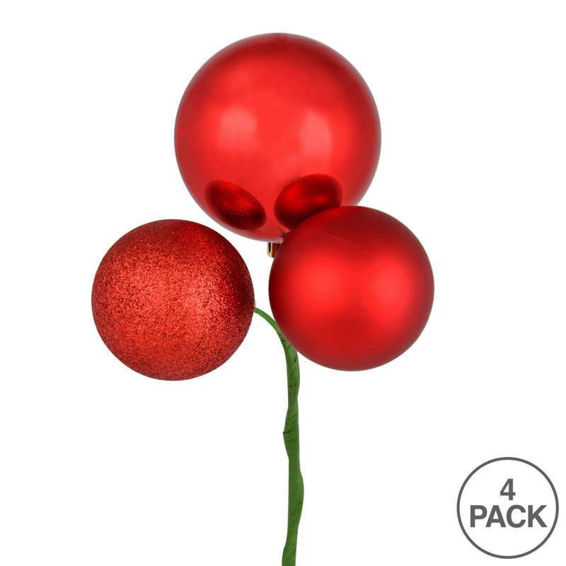 Ornement en forme de boule 18 po Vickerman, 4 par sac, Rouge