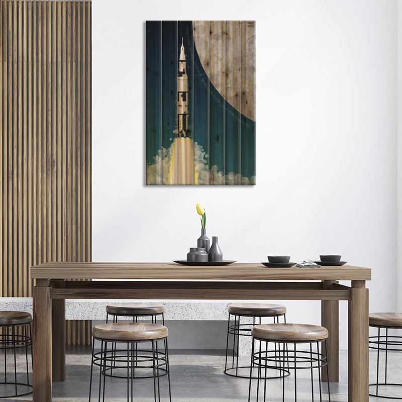 Gyulnara Nasa Space Rocket Apollo Saturn V - impression sans cadre sur bois, H 40 po x l 26 po x P 1,5 po