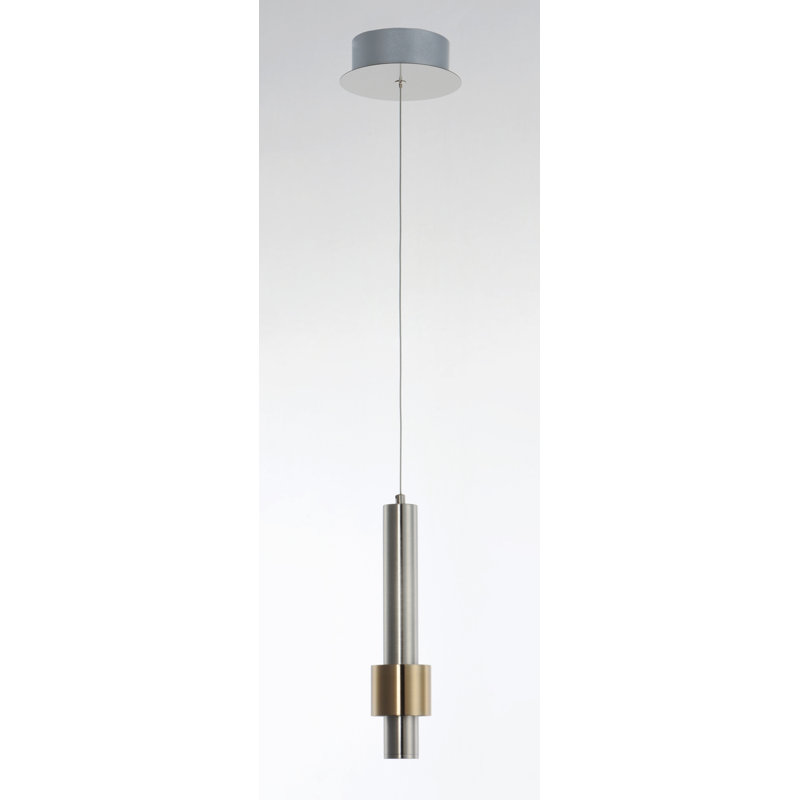Polytric 1 - Light Satin Nickel / Satin Brass LED Single Pendant