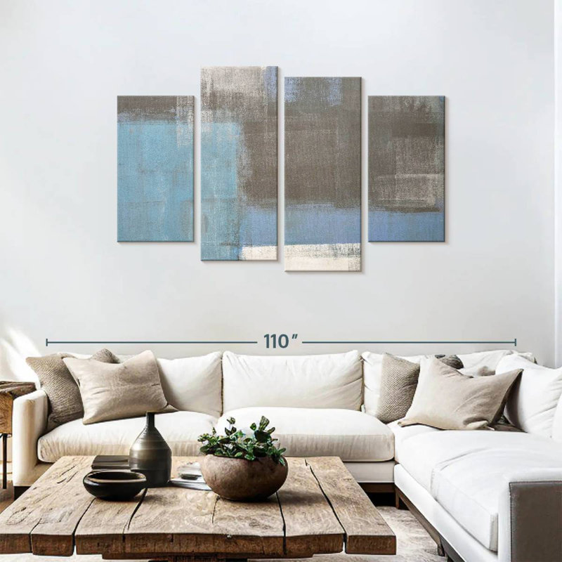 Avery Blue Gray Abstract, 48" H x 75" W