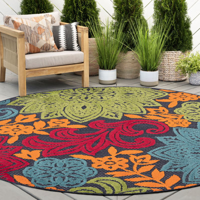 Tapis rond en polypropylène bleu marine Omalley, 5 pi 3 po