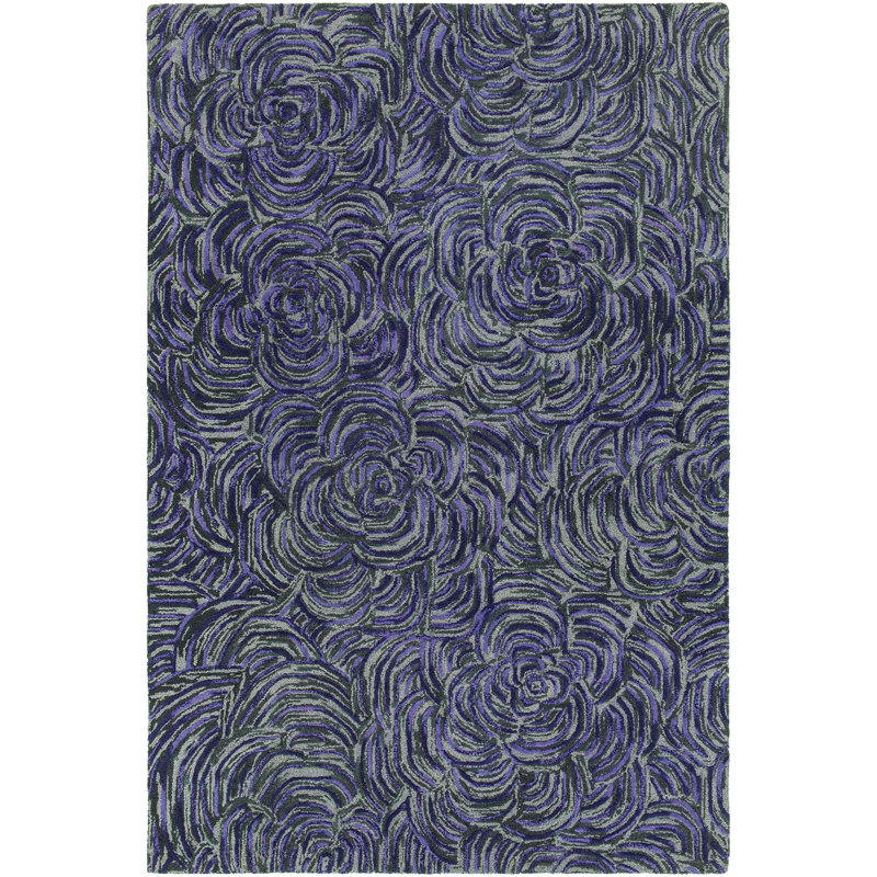 Tapis mauve/gris touffeté à la main Leia, 7 pi 9 po X 10 pi 6 po