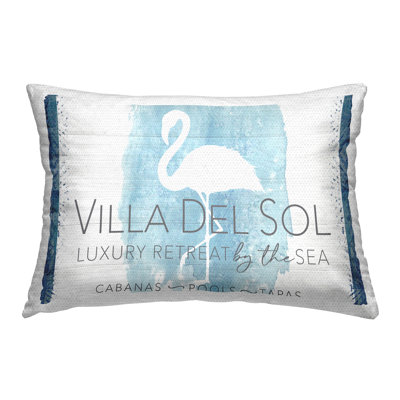 Beach Retreat Flamingo Sign Outdoor Printed Pillow by PDR, LLC.