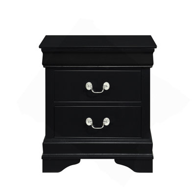 Classic Louis Philippe Style Black Finish 1Pc Nightstand Of Drawers Traditional Design Bedroom Furniture