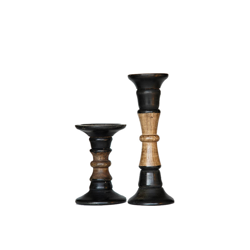 12'' H Wood Tabletop Pillar, Dark Polish