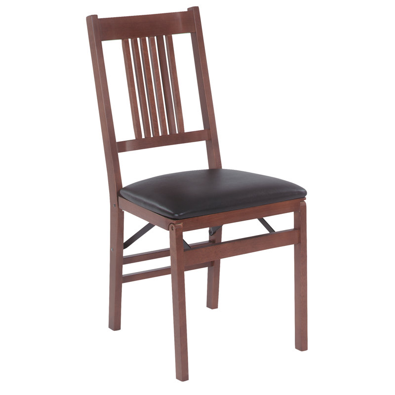 Chaise pliante Stakmore True Mission, structure en bois fruitier avec vinyle noir, Sorbier