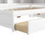 Lit simple avec bibliothèques en forme de L, ports de chargement et deux tiroirs en pin blanc pour la chambre à coucher, prises de courant encastrées Space Solution, rangement facile à assembler, design