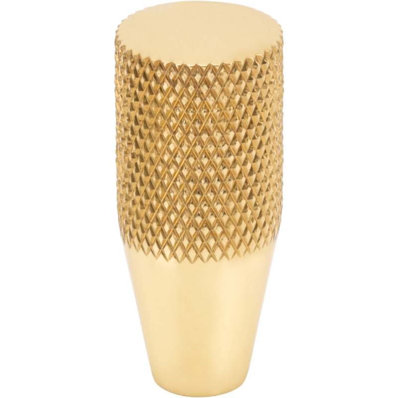 Beliza 1/2" Diameter Conical Knurled Knob, Polished Brass
