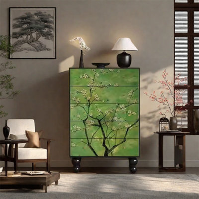 Armoire avec tiroirs spacieux et poignées en métal