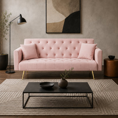 Modern Tufted Velvet Sofa with Gold Legs
