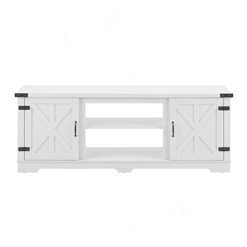 Modern Farmhouse TV Media Stand, White, No