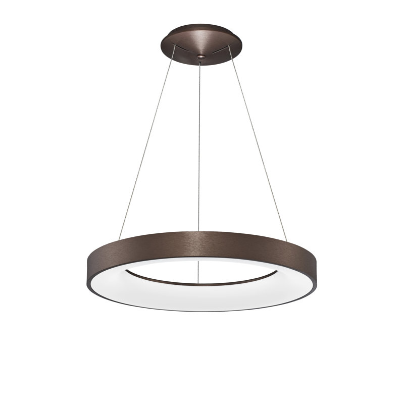 1 - Light LED Drum Pendant, Coffee Brown, 120cm H x 60cm W x 60cm D