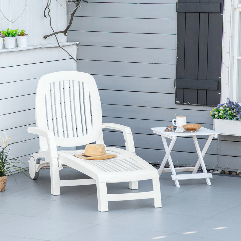 Chaise longue sur roulettes Outsunny