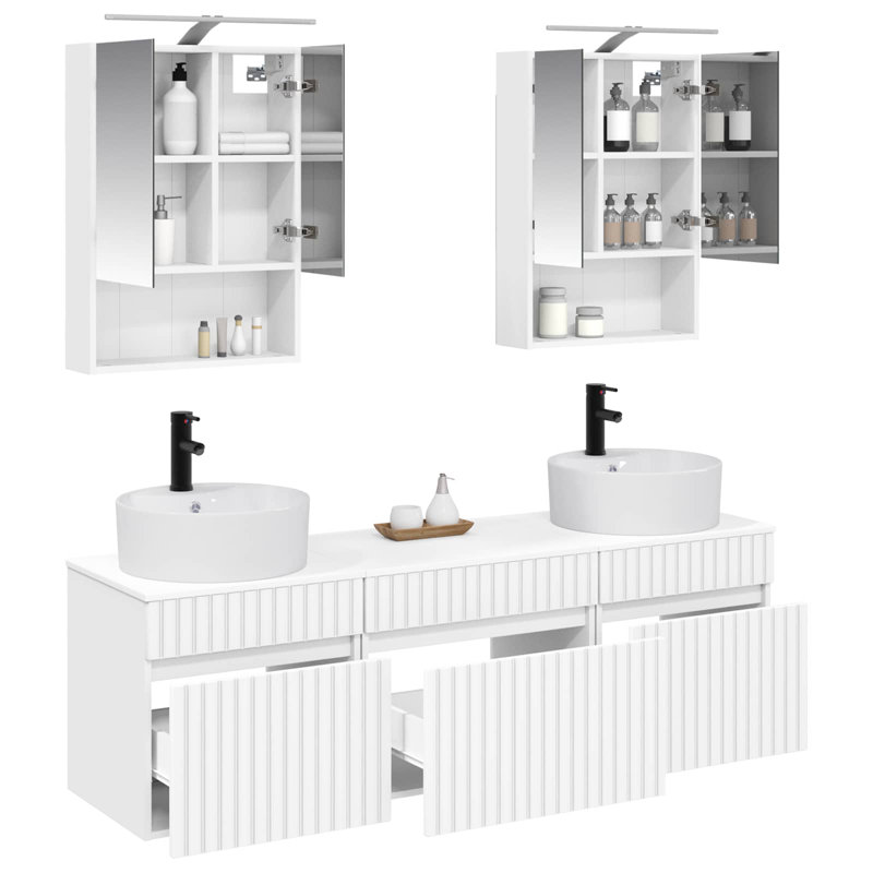 Vanity & Mirror Set, White