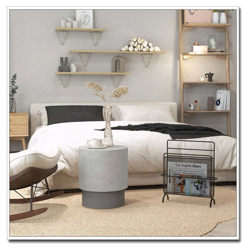 Table de bout ronde avec finition en béton HOMcom, table d'appoint ronde avec 4 pieds réglables
