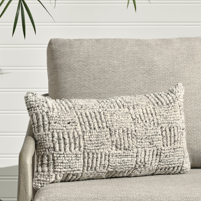 Vico Pillow Cover & Insert, 14" x 26", Rectangular, Ivory