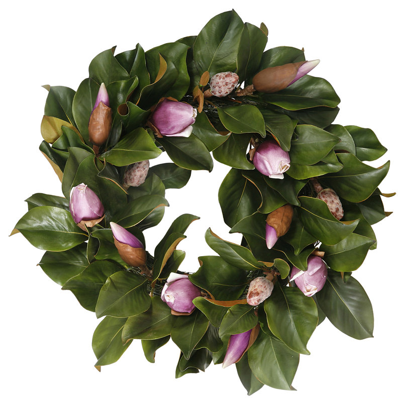 Couronne de plastique à bud 24" magnolia, Fuchsia