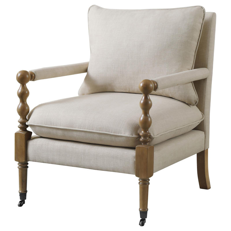 Chaise d'appoint en bois beige avec pieds tournés