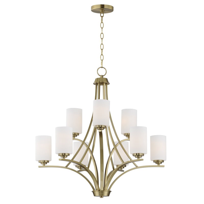 Deven 9 - Light Dimmable Classic / Traditional Chandelier, Satin Brass