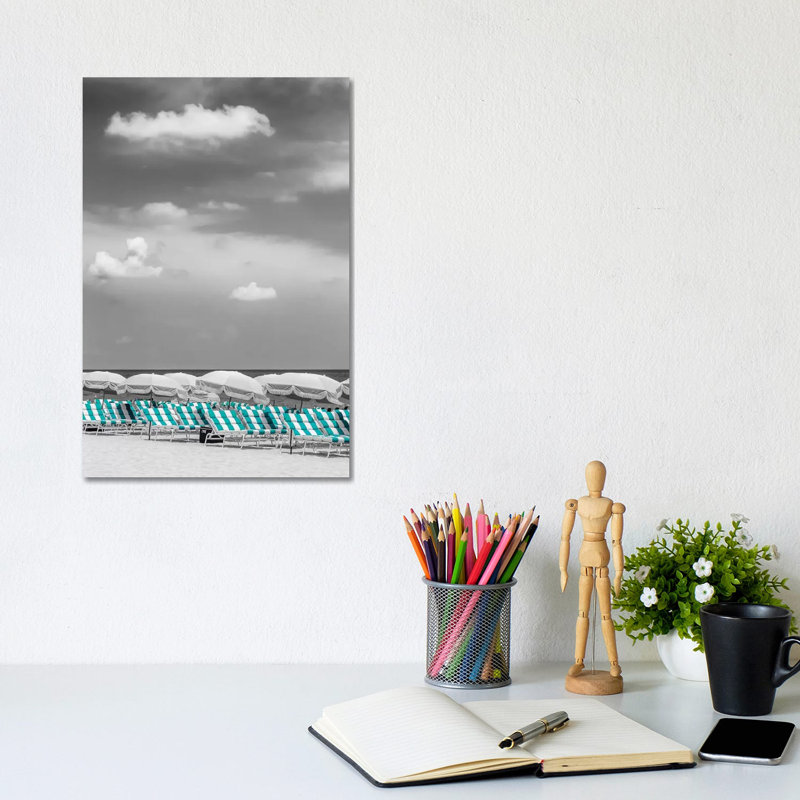 Beach Scene With A Turquoise Colour Pop by Melanie Viola - Wrapped Canvas Print, 20.32 cm H x 30.48 cm W