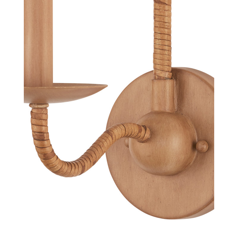 Saxon 1 - Light Candle Wall Light, Natural/Saddle Tan