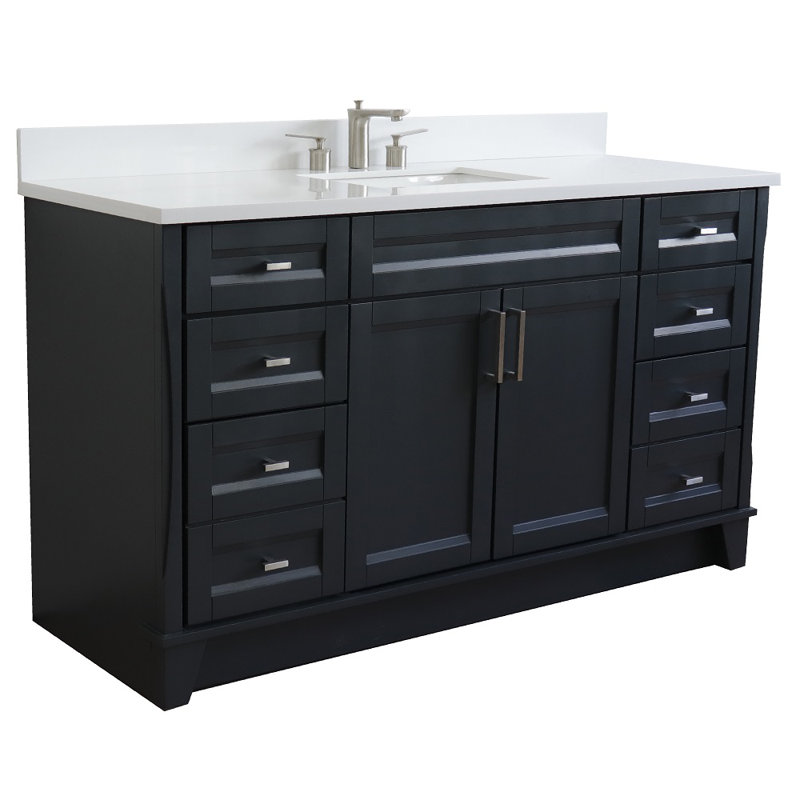 Dagh 61'' Single Bathroom Vanity with Top, White Quartz