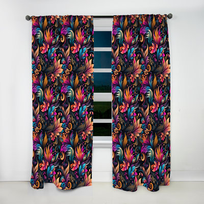 Pink And Purple Carnival Damask Parade I - Damask Curtain - Velvet Room Darkening - 1 Panel