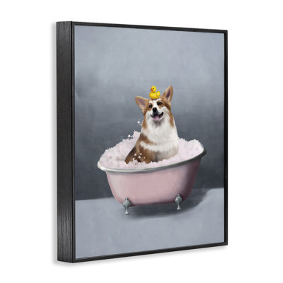  Corgi in Bath Framed Giclee Art by Svetlana Aleynikova