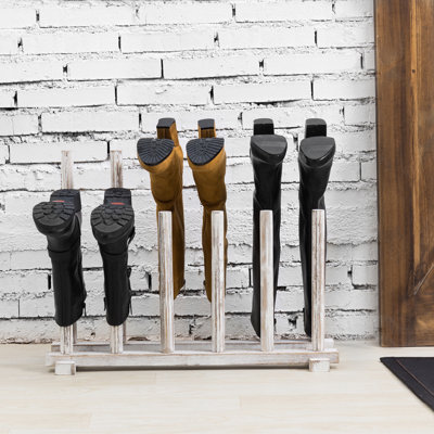 6-Pair Solid Wood Inverted Boot Rack