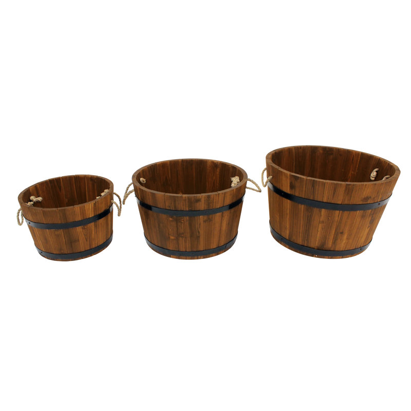 Opheim Wood Barrel Planter