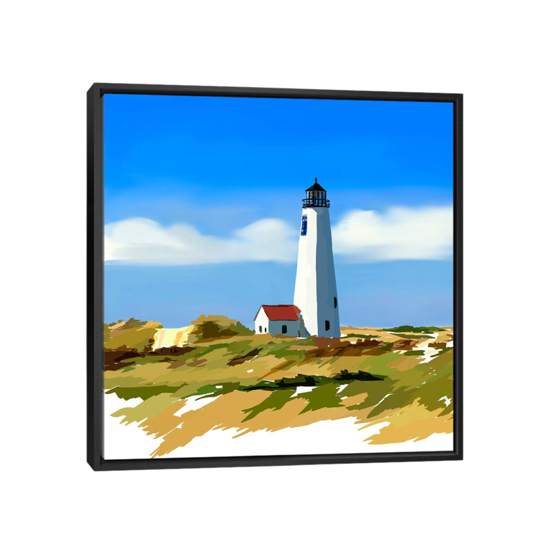 « phare scène iv », impression sur toile, H 18 po x l 18 po x P 1,5 po, Toile avec cadre noir, Pas de tapis