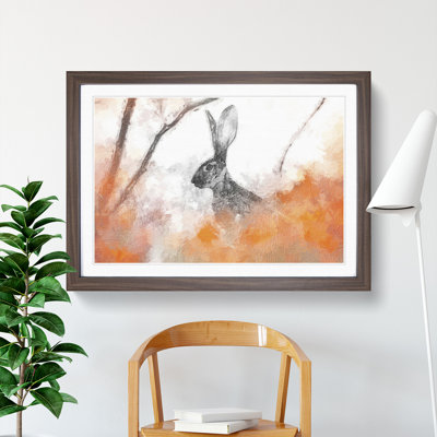 The Alert Hare in Orange - Picture Frame Painting