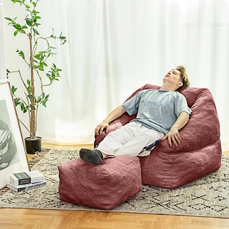 Fauteuil à billes avec rembourrage, Peluche rouge