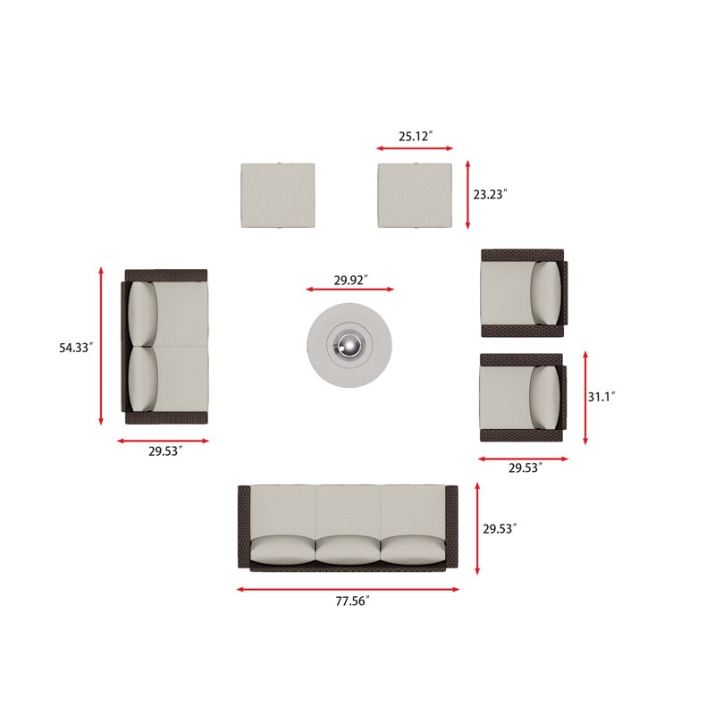 Shanden Wicker 5 - Person Patio Conversation Sets with Cushions