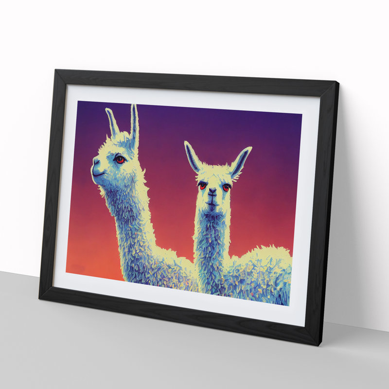 The Legendary Llamas - Single Picture Frame Print, Black, 46cm H x 64cm W