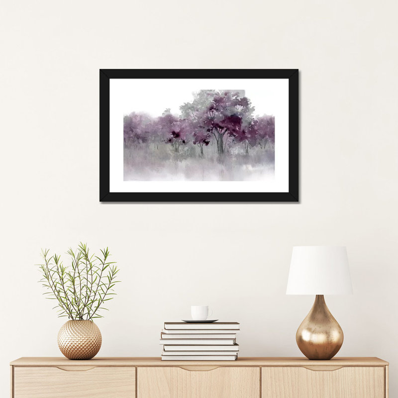 «Water's Edge II - Mauve» par Carol Robinson - reproduction imprimée, Impression encadrée avec passe-partout, Noir
