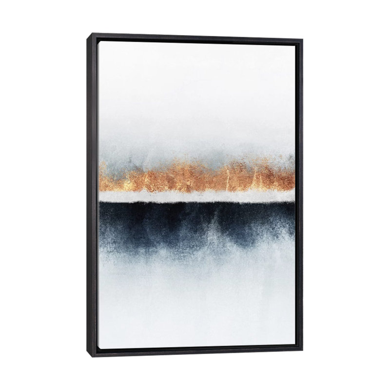 «Horizon I» par Elisabeth Fredriksson - reproduction d'art, H 26 po x l 18 po x P 1,5 po, Toile avec cadre noir patiné