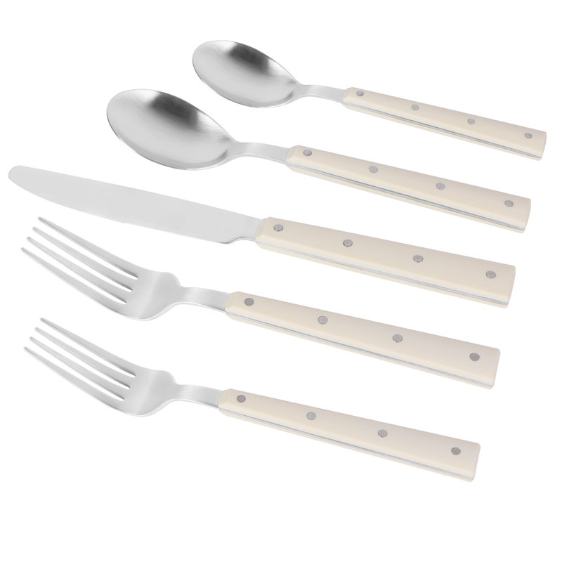 Ensemble de couverts en acier inoxydable Marti, Crème
