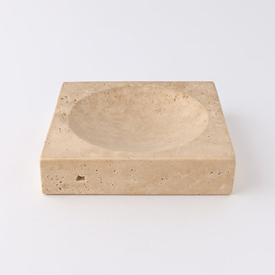 Travertine Small Square Bowl Cream