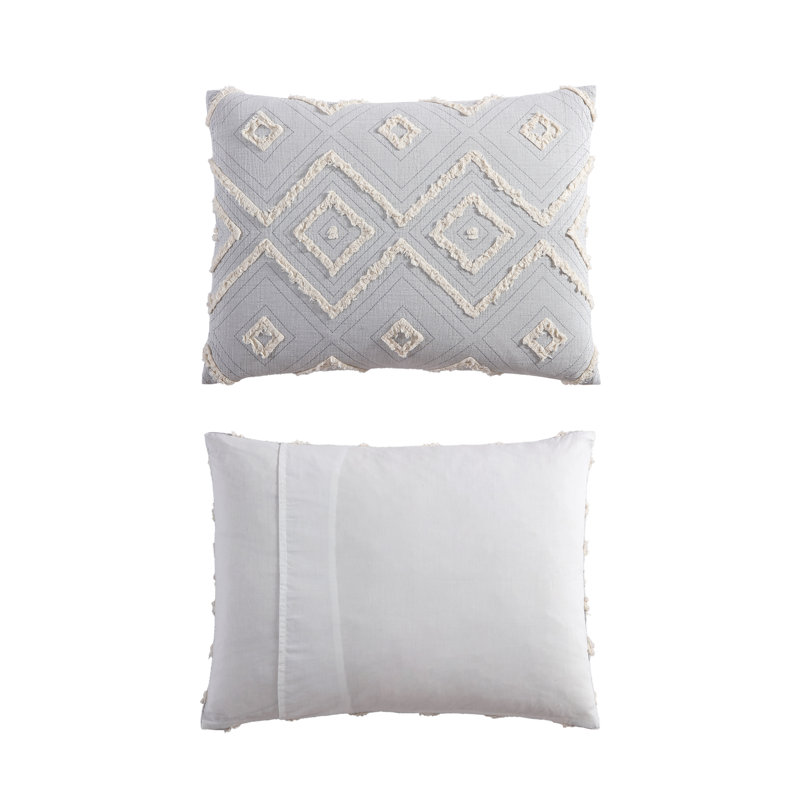 King Light Gray Cotton Down Alternative Reversible Comforter Set