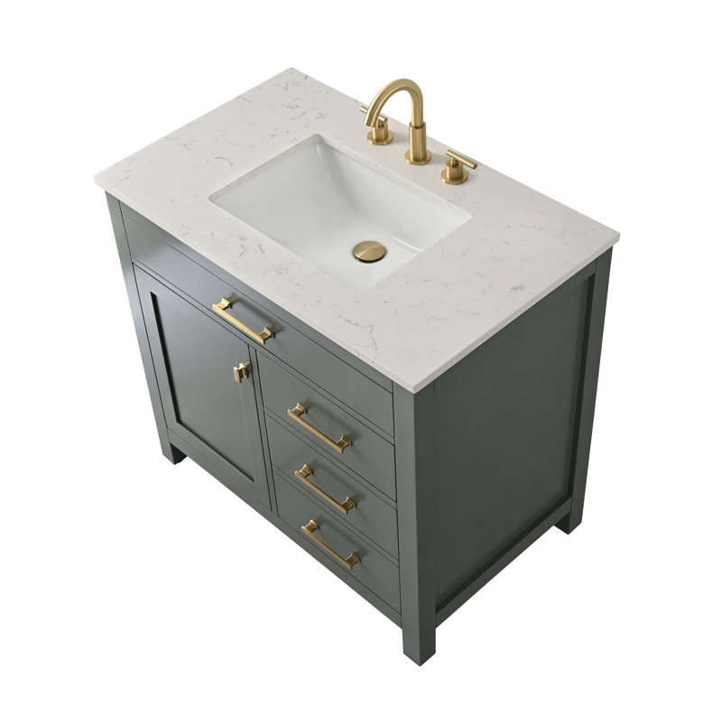Trevor 36" W Single Vanity, Vintage Green/Brushed Gold