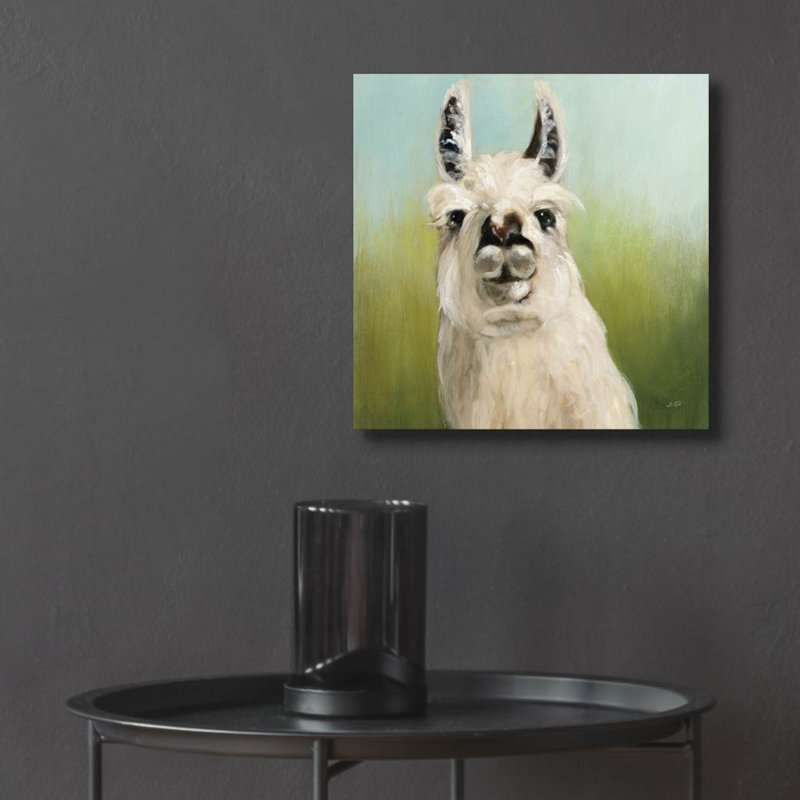 Art mural en verre épique «Whos Your Llama 1 C» par Julia Purinton, 24 po x 24 po, H 12 po x l 12 po x P 0,13 po