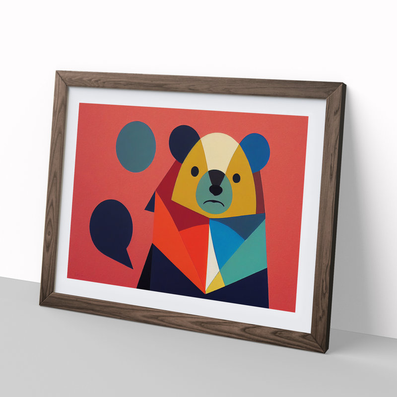 Teddy Bear Abstract Vol.3 - Single Picture Frame Print, 25cm H x 34cm W, Walnut