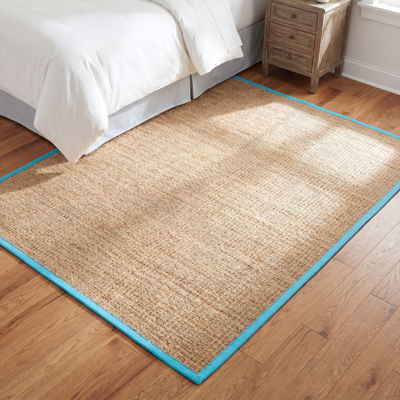 Joanna Auckland Bamboo Natural/Turquoise Area Rug, Rectangle 8' x 10'
