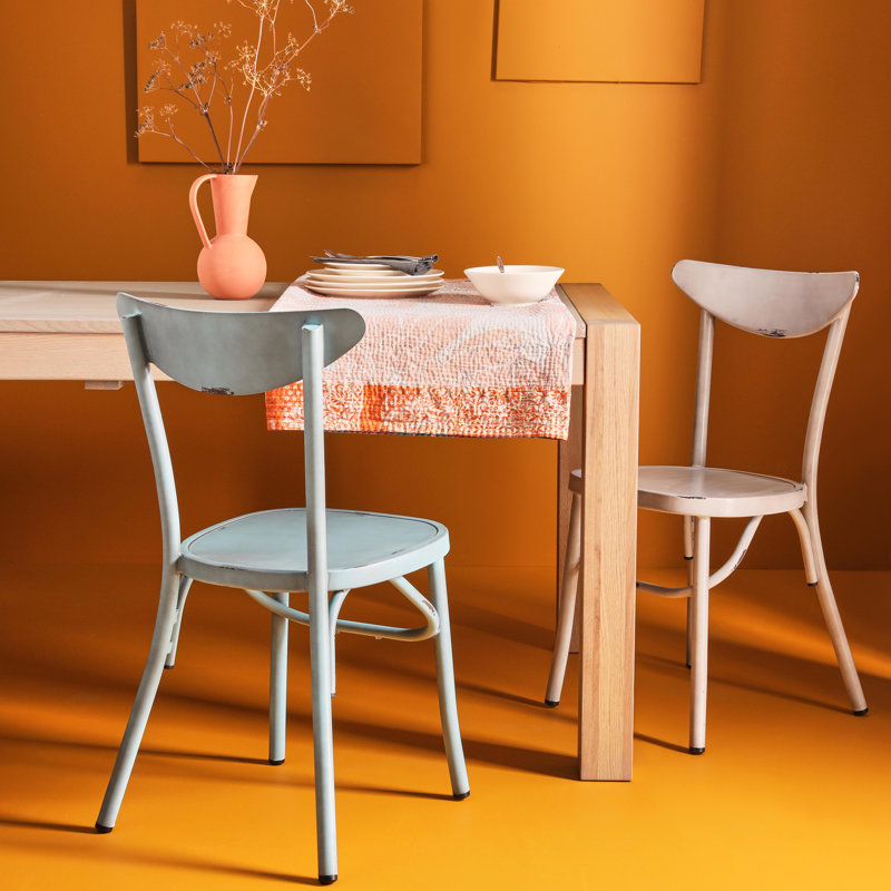 Holly Stacking Patio Dining Side Chair, Cream