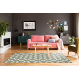 Gray Hand-Knotted Wool Ogee Lattice Geometric Modern Contemporary Carpet Rug