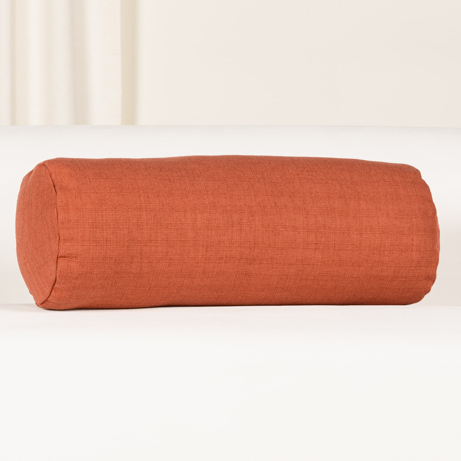 Indy Faux Linen Accent Pillow, Polyester, Red, Bolster 8"H x 21"W